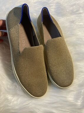 Rothy's shimmer Woven Slip-On Loafers with Blue Trim